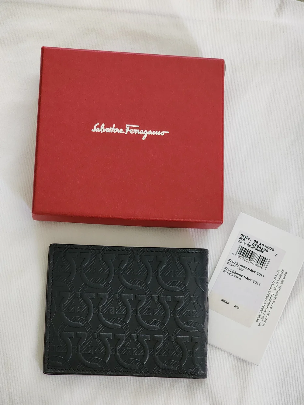 Salvatore Ferragamo Black Embossed Gancini Leather Wallet